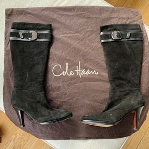 Cole Haan 11N black suede, 5" heels boots
